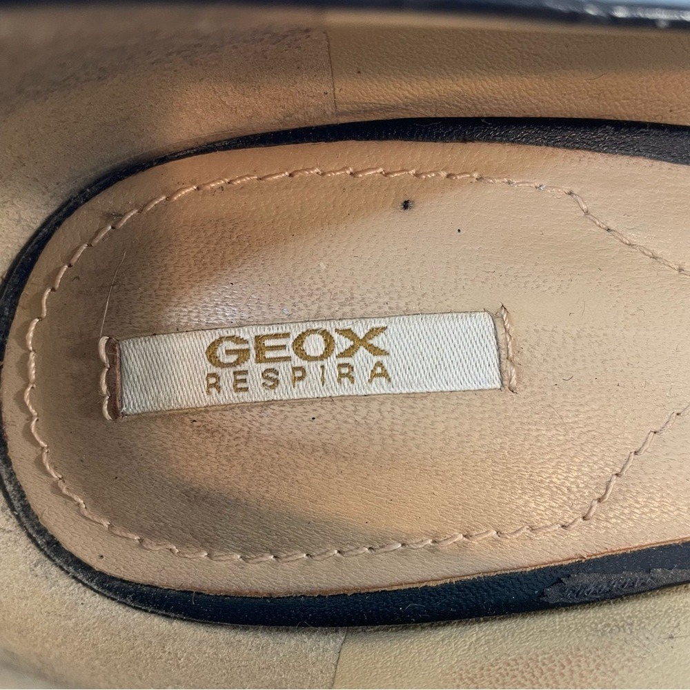 Geox Respira Pumps Womens Black Croc Embossed Leather Square Toe Heels Good‎ - Picture 8 of 10